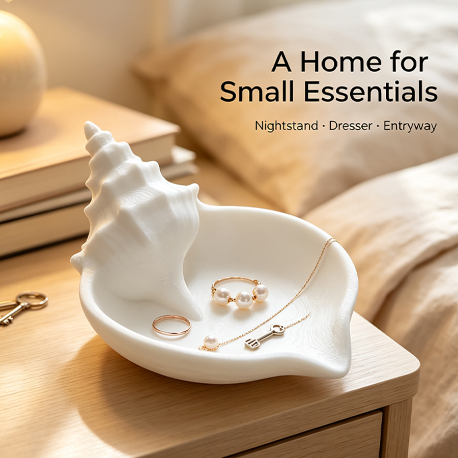 Home Essentials Bathroom Storage - 北欧スタイルのマットホワイトの貝殻型ジュエリートレイ、航海スタイルのクリエイティブな貝殻型収納トレイ、ジュエリーディッシュ、指輪、イヤリング、ネックレスの収納とディスプレイスタンド、滑らかで柔らかいマット表面、ドレッシングテーブル、ベッドサイドテーブル、玄関テーブルトップの小物収納トレイ、モダンでミニマルなエレガントな装飾、小さなトレイ、バスルームカウンターの雑貨収納ディッシュ、ホームルームの装飾品、女性へのクリエイティブな誕生日プ